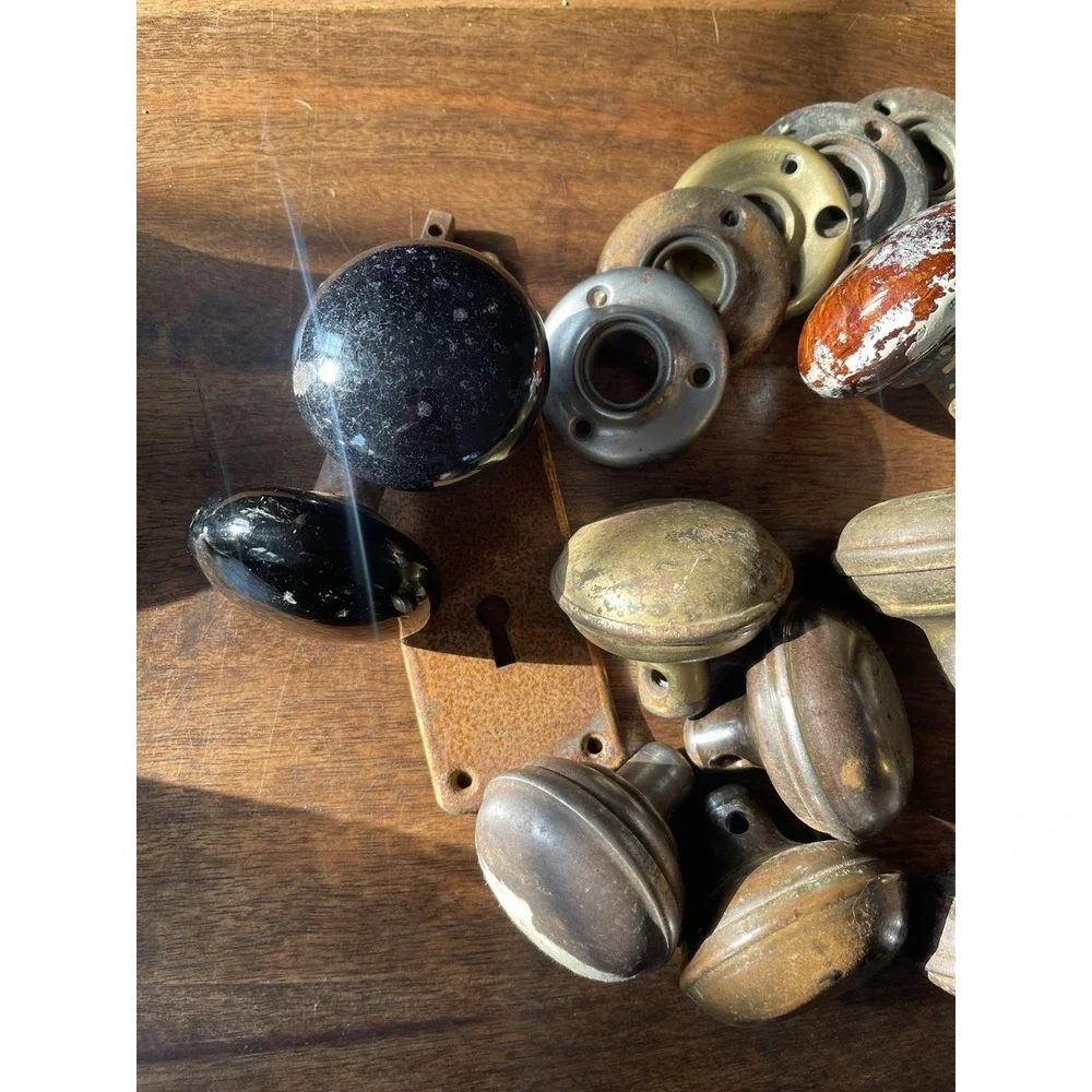 23 Antique Vintage Door Knobs + 12 Parts Porcelain Brass Architectural Salvage